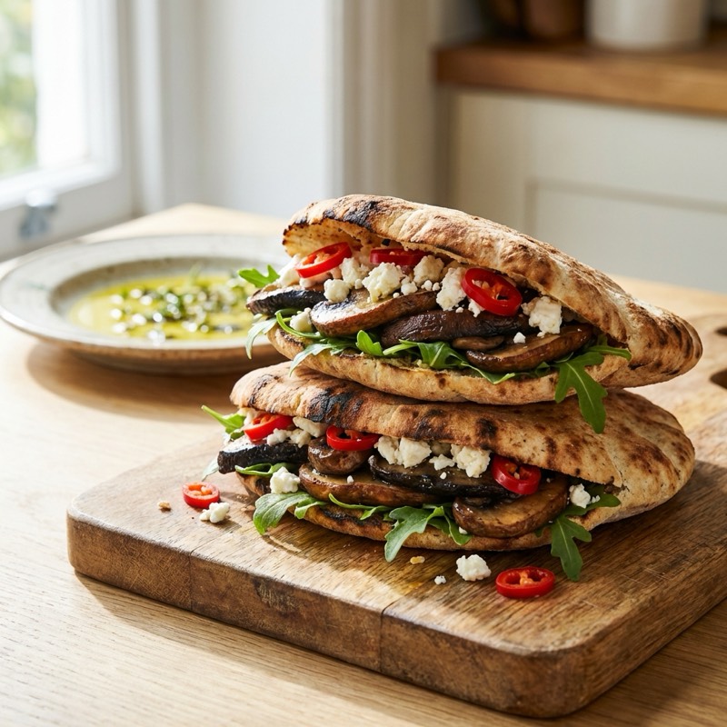 Chilli, Feta, Mushroom Pita Stack