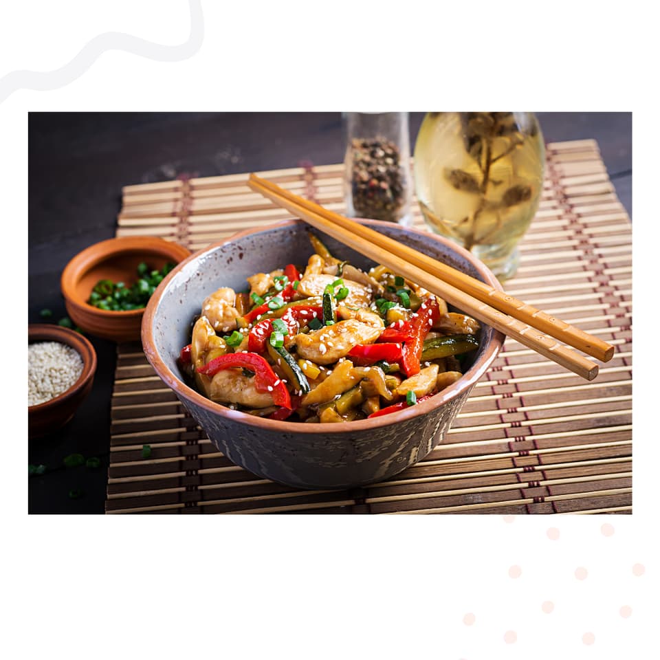 Sweet & Sour Chicken, Vegetable & Noodle Bowl (Gluten, Dairy Free)